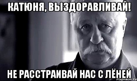 Катюня, выздоравливай! Не расстраивай нас с Лёней, Мем Не огорчай Леонида Аркадьевича