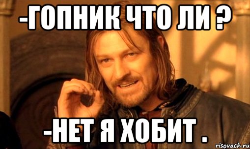 -Гопник что ли ? -Нет я хобит ., Мем Нельзя просто так взять и (Боромир мем)