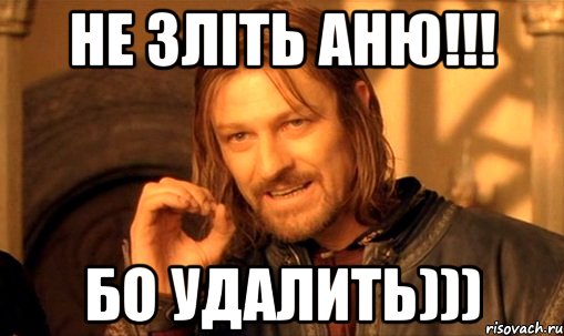 Не зліть Аню!!! Бо удалить))), Мем Нельзя просто так взять и (Боромир мем)