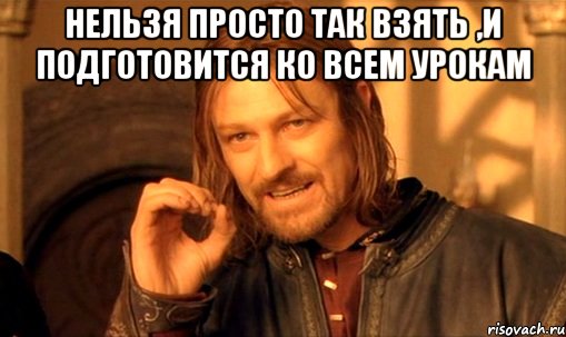 Нельзя просто так взять ,и подготовится ко всем урокам , Мем Нельзя просто так взять и (Боромир мем)