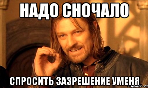 НАДО СНОЧАЛО СПРОСИТЬ ЗАЗРЕШЕНИЕ УМЕНЯ, Мем Нельзя просто так взять и (Боромир мем)