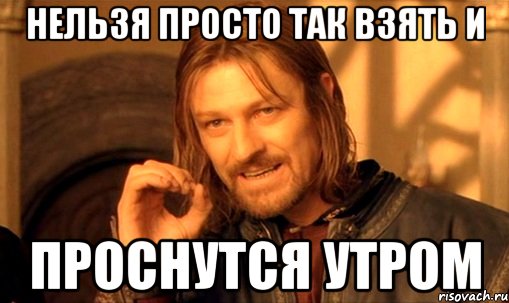 Нельзя просто так взять и проснутся утром, Мем Нельзя просто так взять и (Боромир мем)