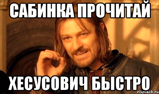 сабинка прочитай хесусович быстро, Мем Нельзя просто так взять и (Боромир мем)