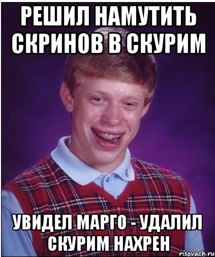 Решил намутить скринов в скурим Увидел марго - удалил скурим нахрен, Мем Неудачник Брайан