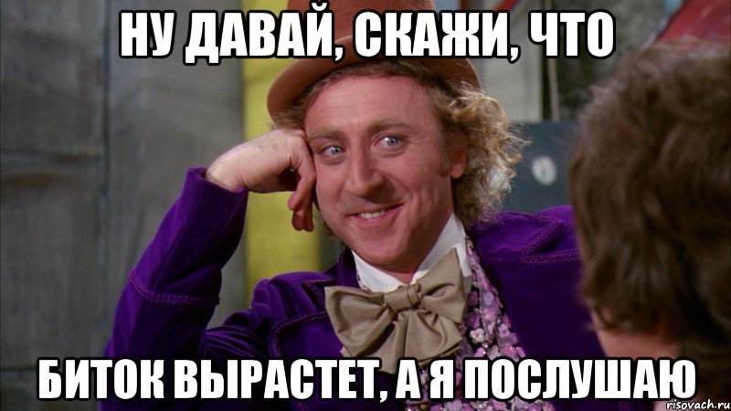 ну давай, скажи, что биток вырастет, а я послушаю, Мем Ну давай расскажи (Вилли Вонка)