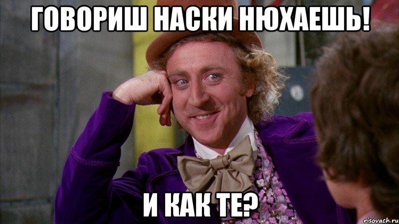 говориш наски нюхаешь! и как те?, Мем Ну давай расскажи (Вилли Вонка)
