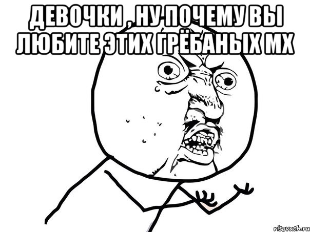 Девочки , ну почему вы любите этих грёбаных МХ , Мем Ну почему (белый фон)