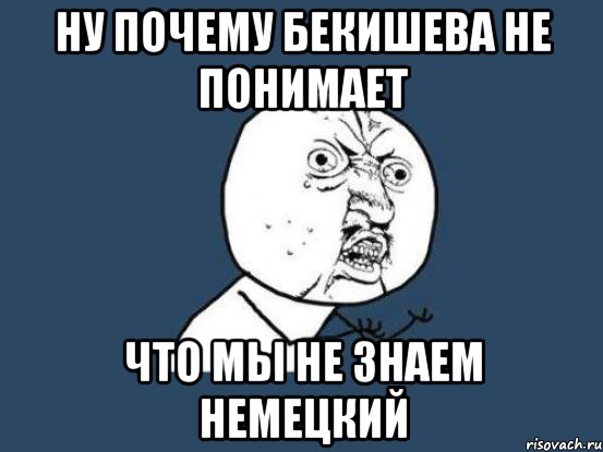 НУ ПОЧЕМУ БЕКИШЕВА НЕ ПОНИМАЕТ ЧТО МЫ НЕ ЗНАЕМ НЕМЕЦКИЙ, Мем Ну почему