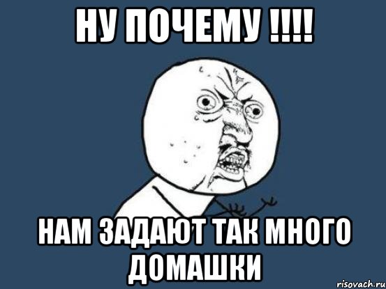 Ну почему !!!! Нам задают так много домашки, Мем Ну почему