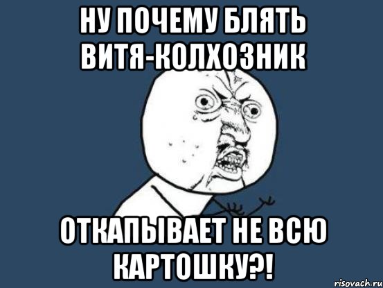 ну почему блять Витя-колхозник откапывает не всю картошку?!, Мем Ну почему