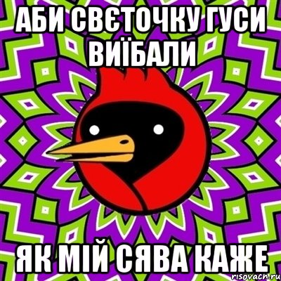 аби свєточку гуси виїбали як мій сява каже, Мем Омская птица