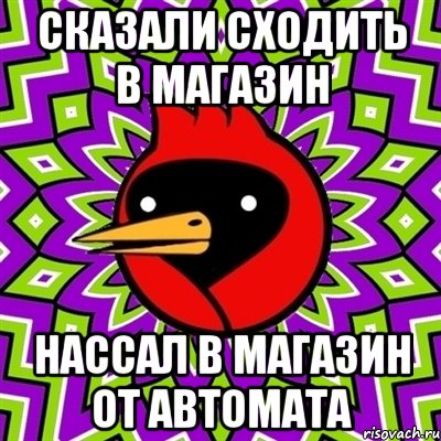 Сказали сходить в магазин Нассал в магазин от автомата, Мем Омская птица