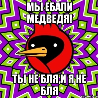 мы ебали медведя! ты не бля,и я не бля, Мем Омская птица