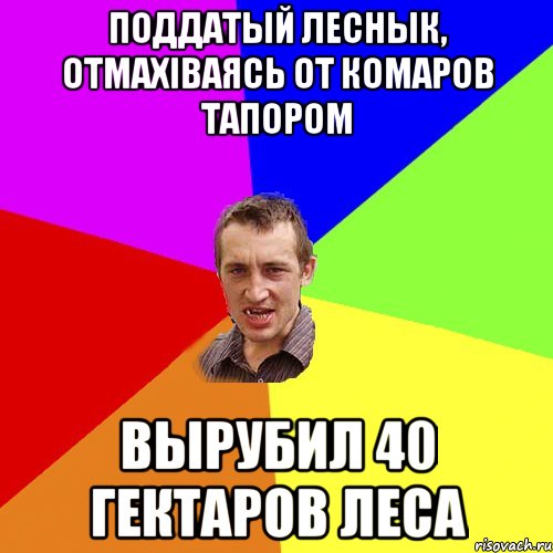 Поддатый леснык, отмахіваясь от комаров тапором вырубил 40 гектаров леса, Мем Чоткий паца