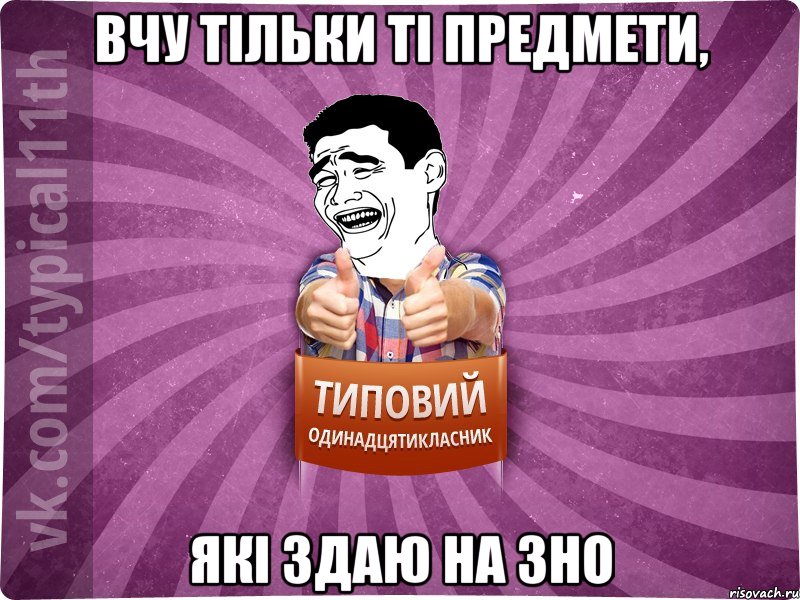 Вчу тільки ті предмети, які здаю на ЗНО