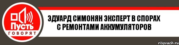 Эдуард Симонян эксперт в спорах с ремонтами аккумуляторов, Комикс   пусть говорят