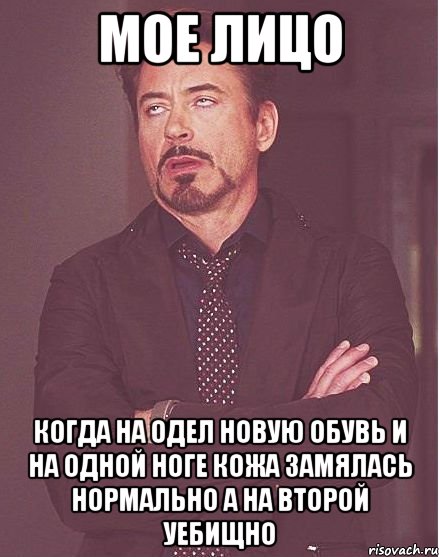 мое лицо когда на одел новую обувь и на одной ноге кожа замялась нормально а на второй уебищно, Мем  Мое выражение лица (вертик)