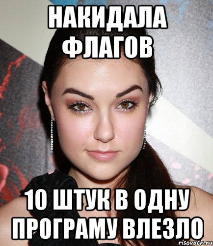 накидала флагов 10 штук в одну програму влезло, Мем  Саша Грей улыбается