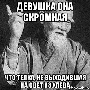 Девушка она скромная что телка, не выходившая на свет из хлева, Мем Монах-мудрец (сэнсей)