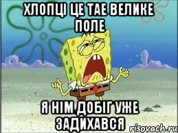 хлопці це тае велике поле я нім добіг уже задихався, Мем Спанч Боб плачет