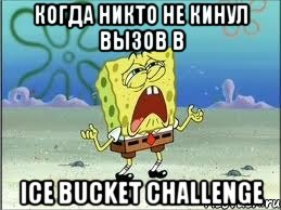 Когда никто не кинул вызов в Ice Bucket Challenge, Мем Спанч Боб плачет