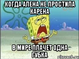 Когда Алена не простила Карена в Мире плачет одна губка, Мем Спанч Боб плачет