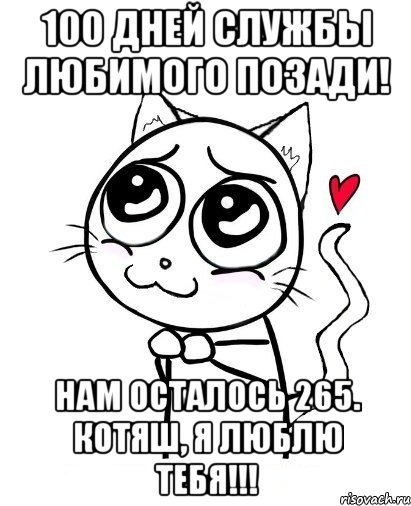 100 дней службы любимого позади! Нам осталось 265. Котяш, я люблю тебя!!!