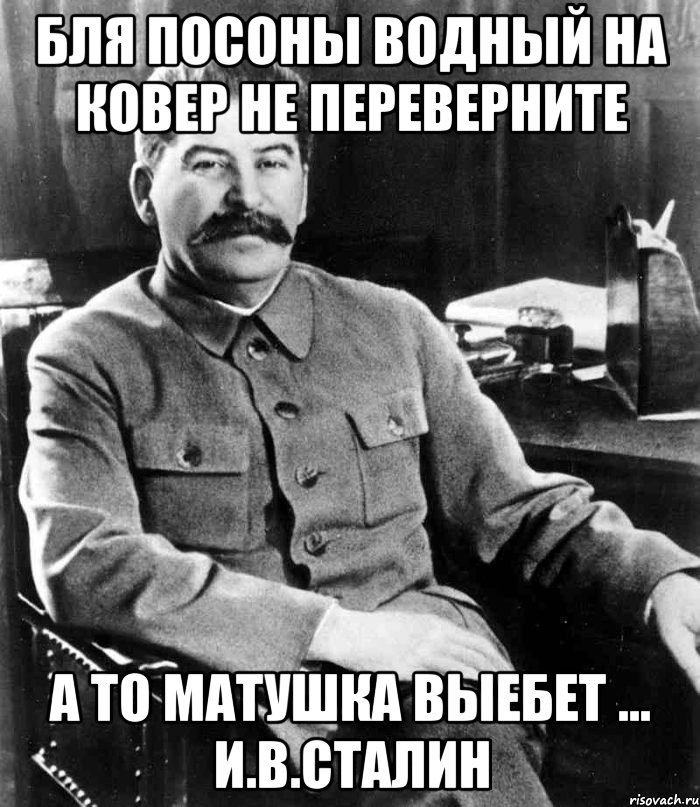 бля посоны водный на ковер не переверните а то матушка выебет ... И.В.Сталин, Мем  иосиф сталин