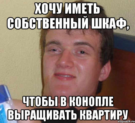 хочу иметь собственный шкаф, чтобы в конопле выращивать квартиру, Мем 10 guy (Stoner Stanley really high guy укуренный парень)