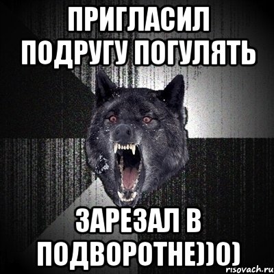 ПРИГЛАСИЛ ПОДРУГУ ПОГУЛЯТЬ ЗАРЕЗАЛ В ПОДВОРОТНЕ))0), Мем Сумасшедший волк