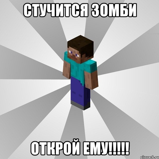 СТУЧИТСЯ ЗОМБИ ОТКРОЙ ЕМУ!!!!!, Мем Типичный игрок Minecraft