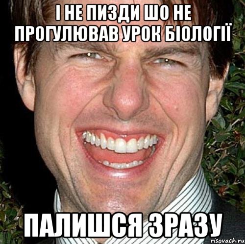 І не пизди шо не прогулював урок біології Палишся зразу, Мем Том Круз