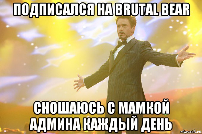 подписался на brutal bear сношаюсь с мамкой админа каждый день, Мем Тони Старк (Роберт Дауни младший)