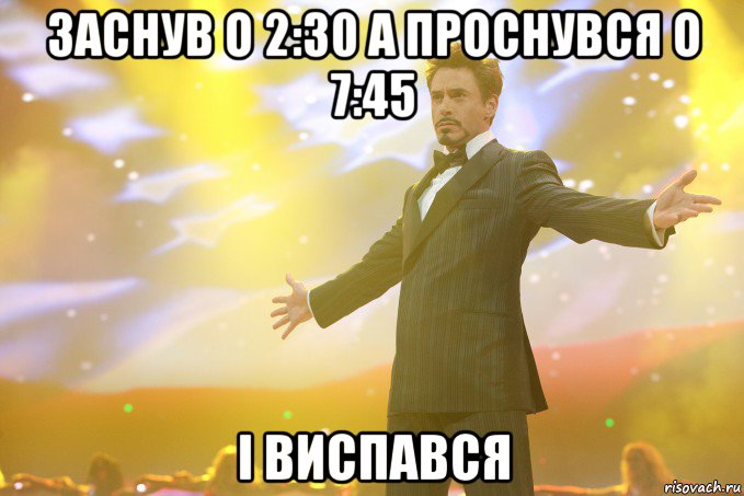 ЗАСНУВ О 2:30 А ПРОСНУВСЯ О 7:45 І ВИСПАВСЯ, Мем Тони Старк (Роберт Дауни младший)