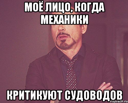 МОЁ ЛИЦО, КОГДА МЕХАНИКИ КРИТИКУЮТ СУДОВОДОВ, Мем твое выражение лица