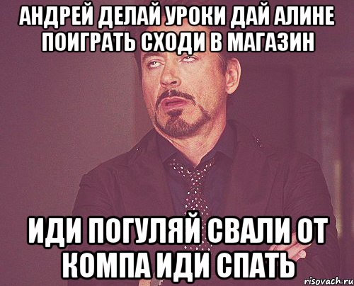 Андрей делай уроки дай алине поиграть сходи в магазин иди погуляй свали от компа иди спать, Мем твое выражение лица