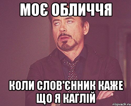 МОЄ ОБЛИЧЧЯ КОЛИ СЛОВ'ЄННИК КАЖЕ ЩО Я КАГЛІЙ, Мем твое выражение лица