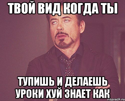 твой вид когда ты тупишь и делаешь уроки хуй знает как, Мем твое выражение лица