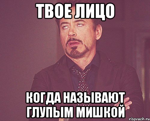 Твое лицо Когда называют глупым мишкой, Мем твое выражение лица