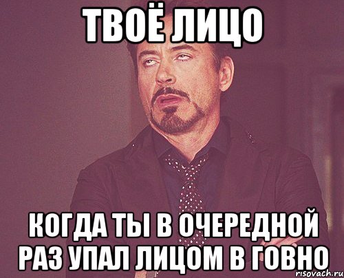 Твоё лицо Когда ты в очередной раз упал лицом в говно, Мем твое выражение лица