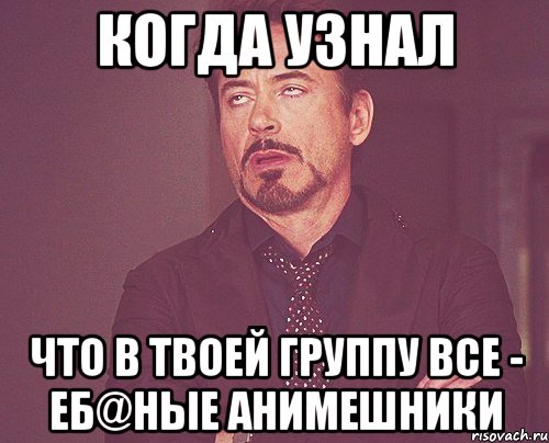 Когда узнал что в твоей группу все - еб@ные анимешники, Мем твое выражение лица