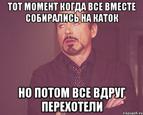 Тот момент когда все вместе собирались на каток но потом все вдруг перехотели, Мем твое выражение лица