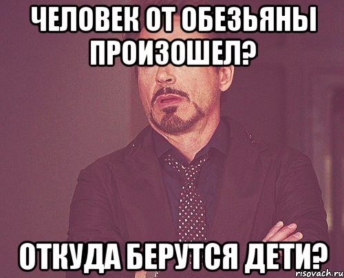 Человек от обезьяны произошел? Откуда берутся дети?, Мем твое выражение лица