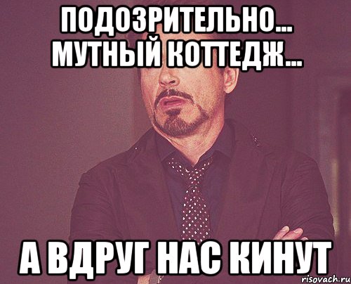 Подозрительно... Мутный коттедж... а вдруг нас кинут, Мем твое выражение лица