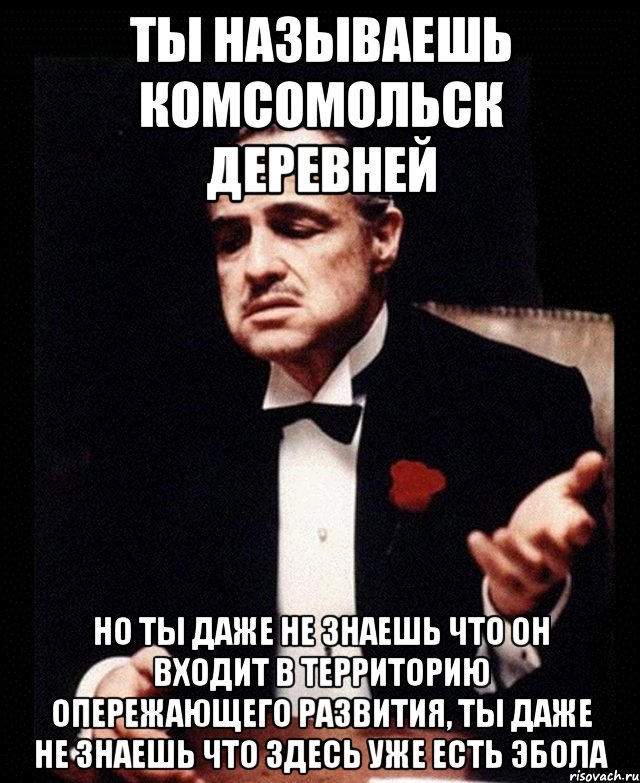 Ты называешь комсомольск деревней Но ты даже не знаешь что он входит в территорию опережающего развития, ты даже не знаешь что здесь уже есть эбола