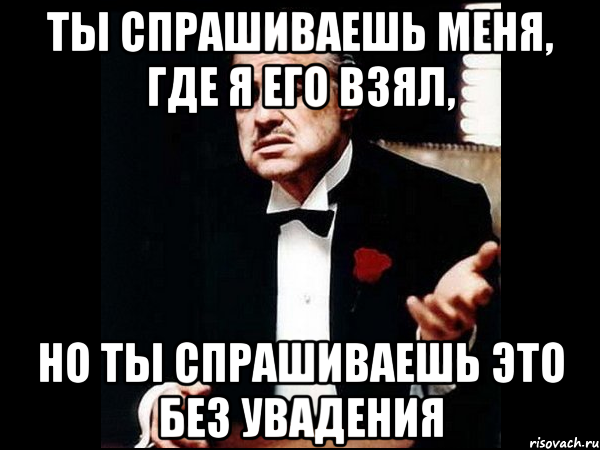 ТЫ СПРАШИВАЕШЬ МЕНЯ, ГДЕ Я ЕГО ВЗЯЛ, НО ТЫ СПРАШИВАЕШЬ ЭТО БЕЗ УВАДЕНИЯ, Мем ты делаешь это без уважения