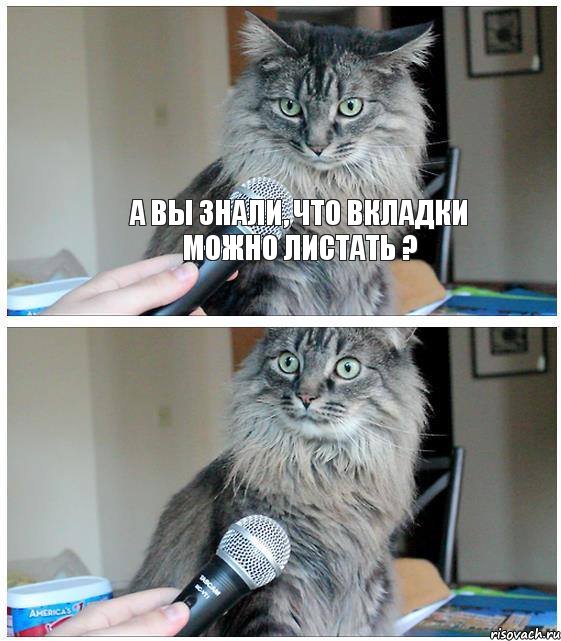 А вы знали, что вкладки можно листать ? , Комикс  кот с микрофоном