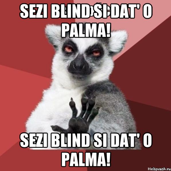 Sezi blind si dat' o palma! Sezi blind si dat' o palma!, Мем Узбагойзя