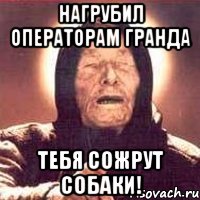НАГРУБИЛ ОПЕРАТОРАМ ГРАНДА ТЕБЯ СОЖРУТ СОБАКИ!, Мем Ванга (цвет)