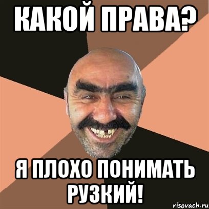 Какой права? Я плохо понимать рузкий!